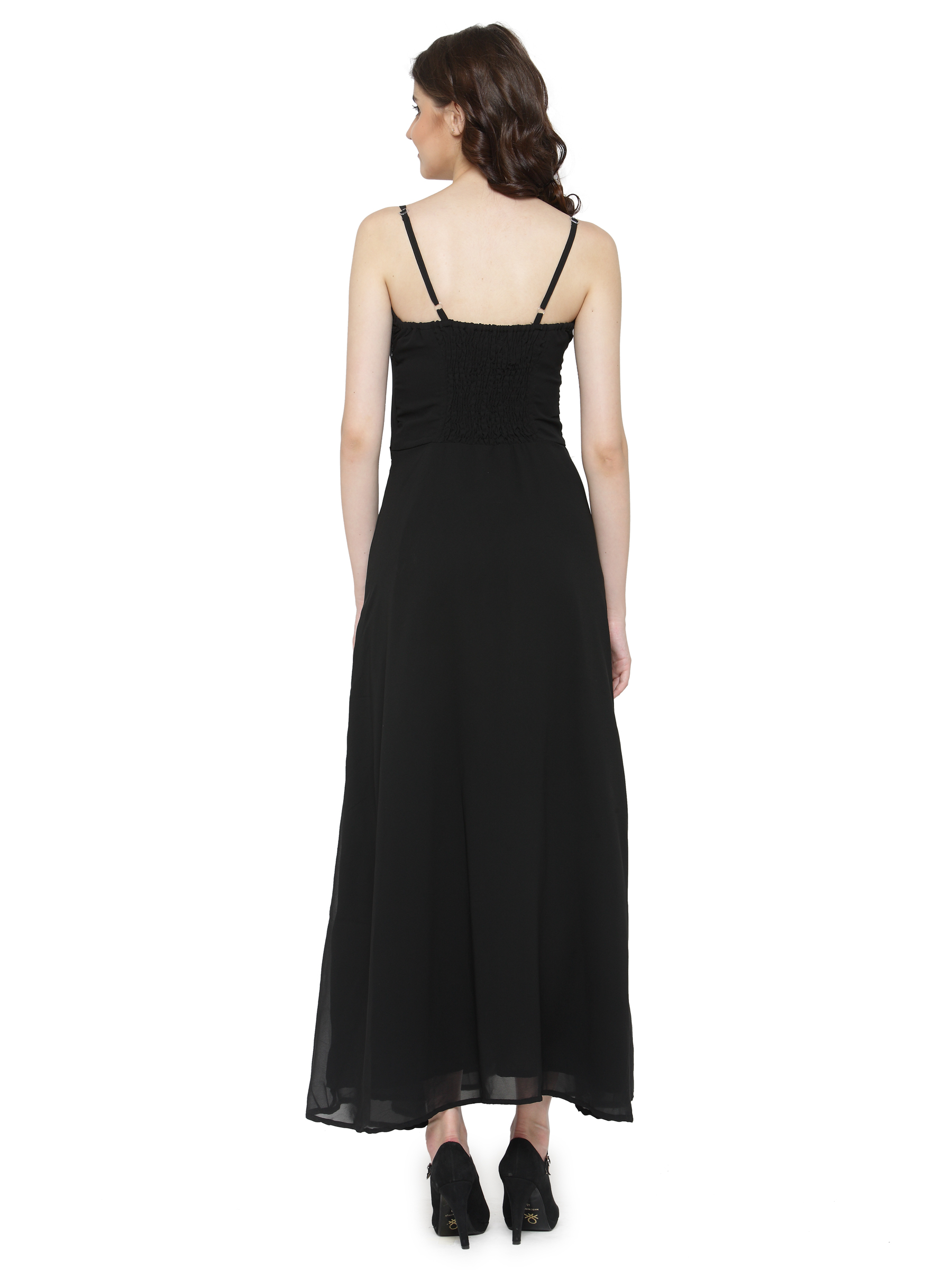 LUXURY BLACK FLARED MAXI DRESS